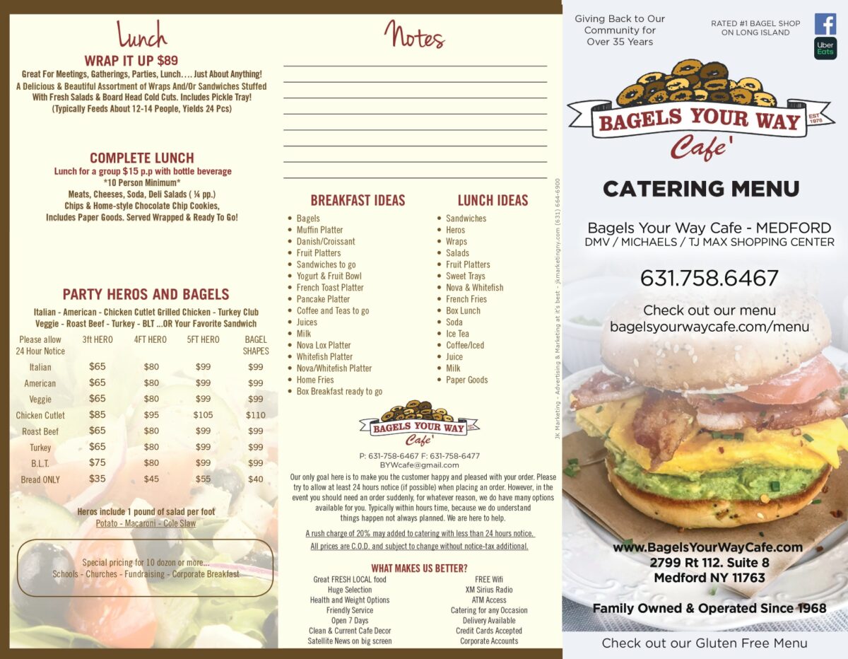 Our Menu Bagels your way cafe